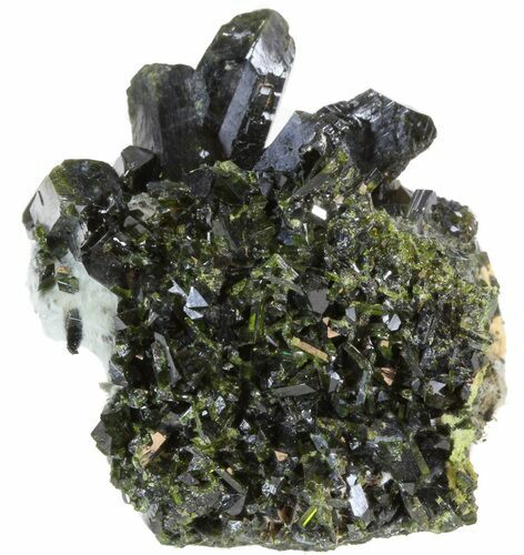 Lustrous Epidote Crystal Cluster on Actinolite- Pakistan #41579
